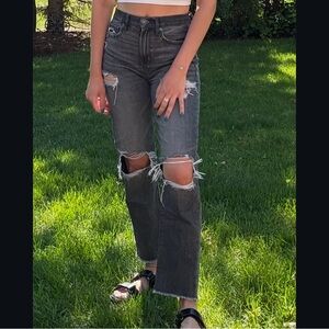 American Eagle Distessed Gray/Black Jeans